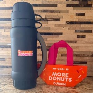 Dunkin' Donuts 32 Oz Thermos with 2 Cups - Promotional Mini Tote included